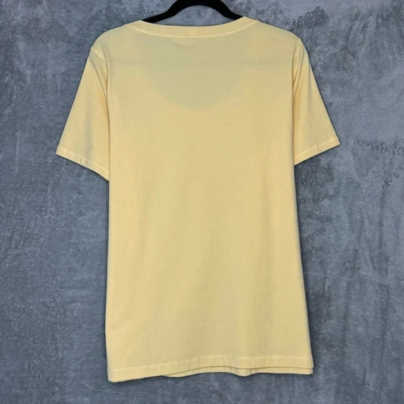 Preswick & Moore 2X Shirt Top Yellow Solid Short Sleeve Scoop Neck Cotton Knit - Picture 4 of 7